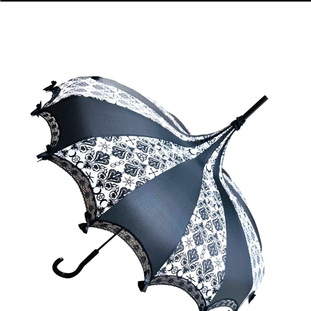 Black and White spells and potions damask Umbrella